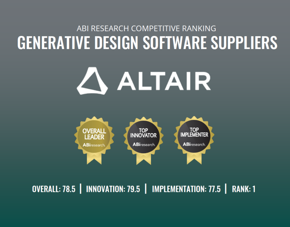 According to ABI Research Competitive Ranking, Altair is the overall leader of generative design software suppliers